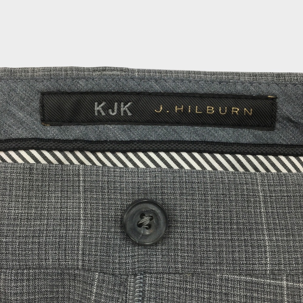 J. Hilburn Vitale Barberis Canonico Grey Plaid Wool Dress Pants Mens 31x30 - Picture 5 of 9